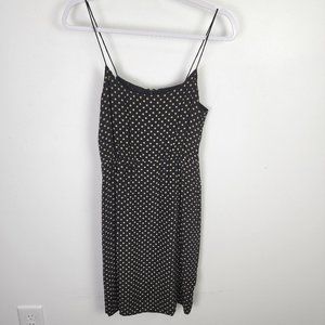 J. Crew Silk Black and Tan Polka Dot Mini Blouson Spaghetti Strap Dress Size 6